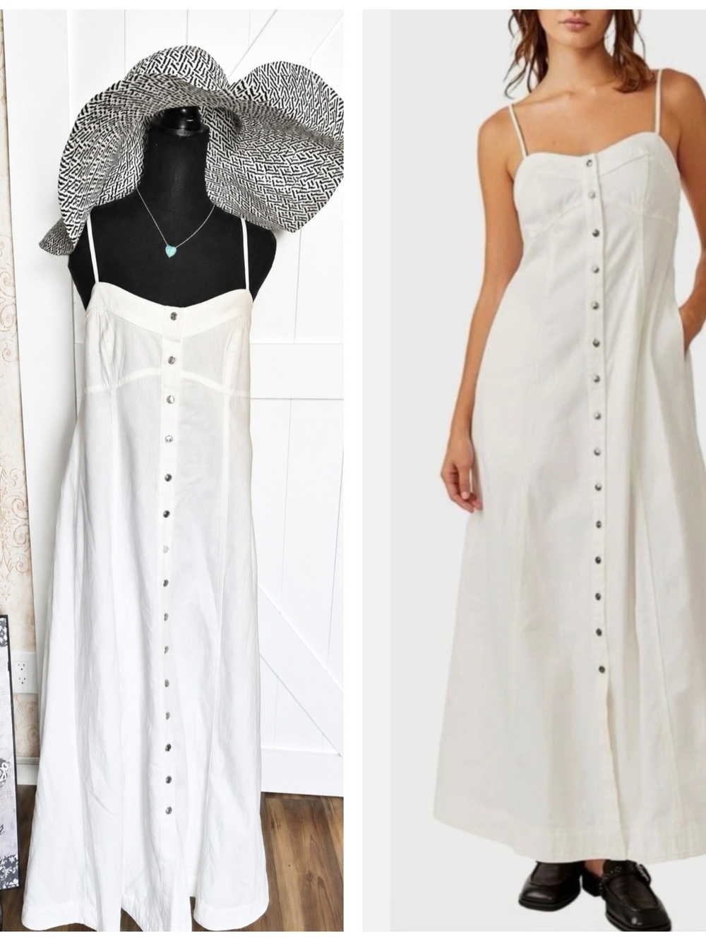 FREE PEOPLE Just Jill Ivory Button-Front Maxi Dress- Size Medium